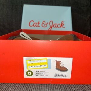 New in Box Cat & Jack Kids' Size 12 Cognac Lace-Up Boots - Brown